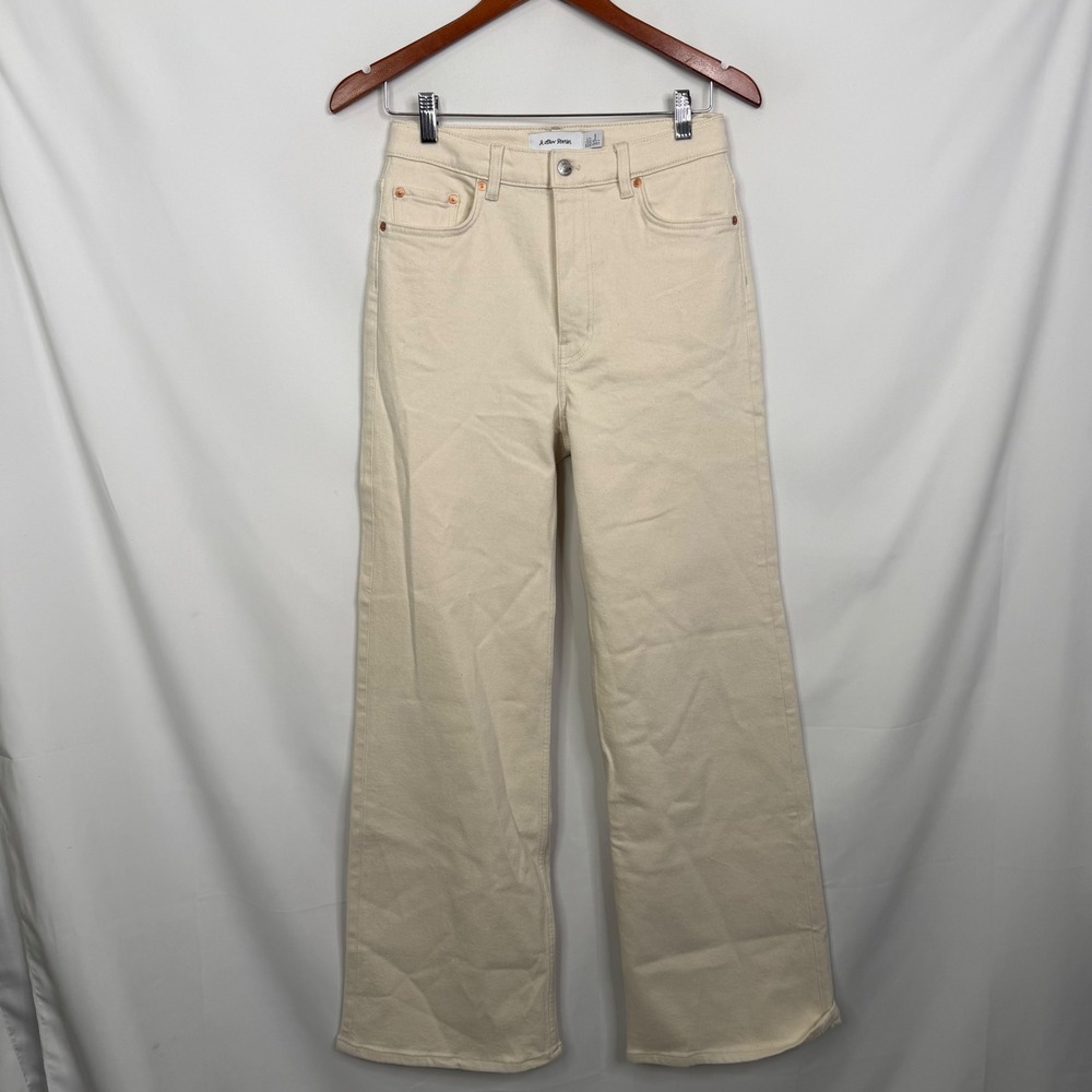 & Other Stories Womens High Waist Wide Leg Denim Jeans Cream Off-White Size 4 - Picture 5 of 10